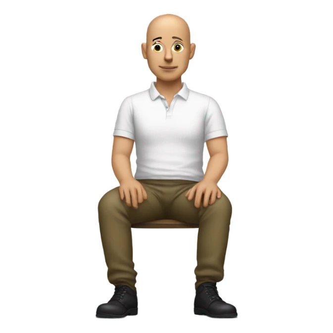Bald man white sitting with legs crossed, effeminate  sticker