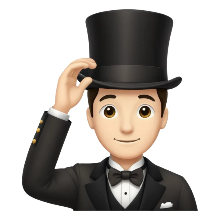 a butler with a black top hat tipping his hat in gratitude sticker