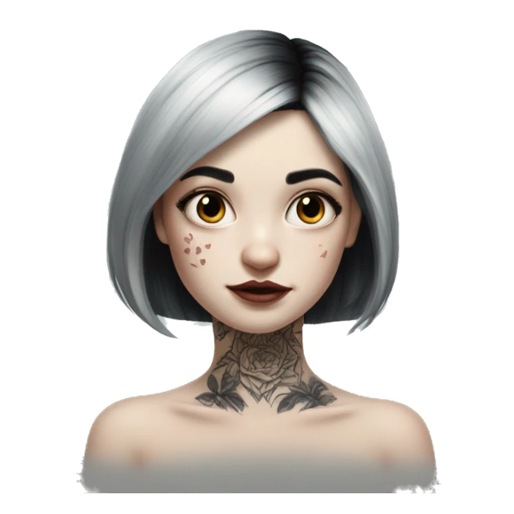 Hyperrealistic Pale girl with black hair arm tattoos sticker