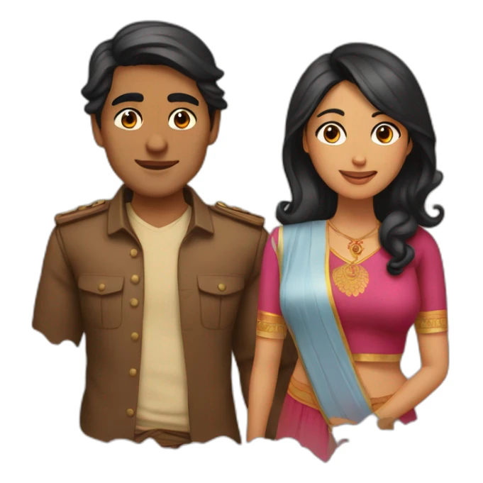 indian man and asian woman in love sticker