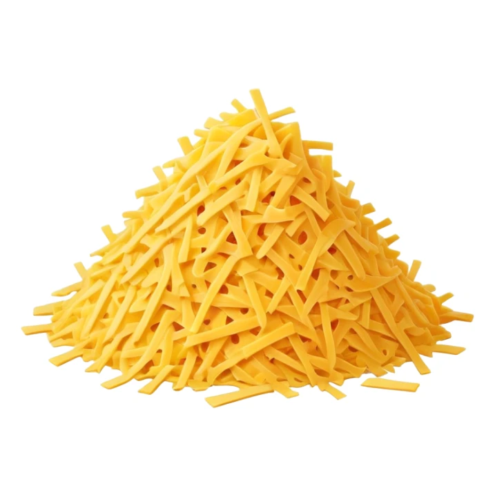 Pile of shredded yellow cheese sticker