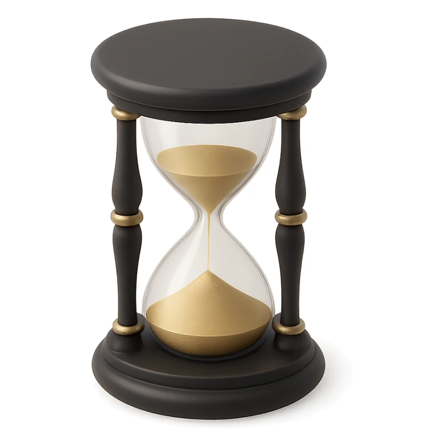 a classic hourglass with sand in 3D black style sticker