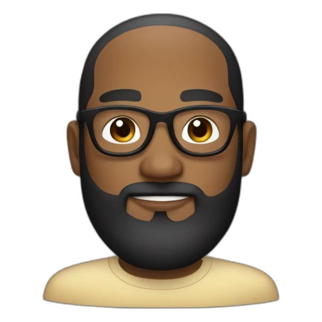 designer with black specs, black beard, brown skin, oval face sticker
