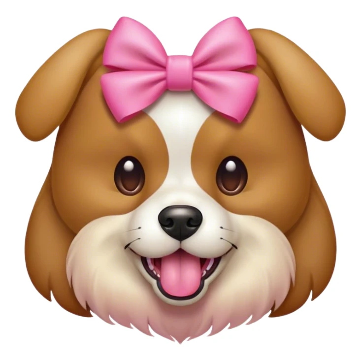 Perro con un moño rosa sacando la lengua  sticker