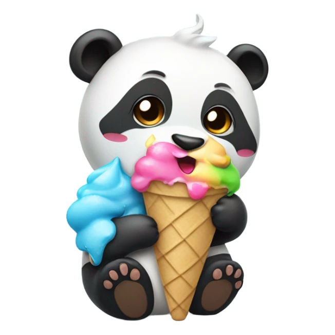 Panda eating ice cream sticker