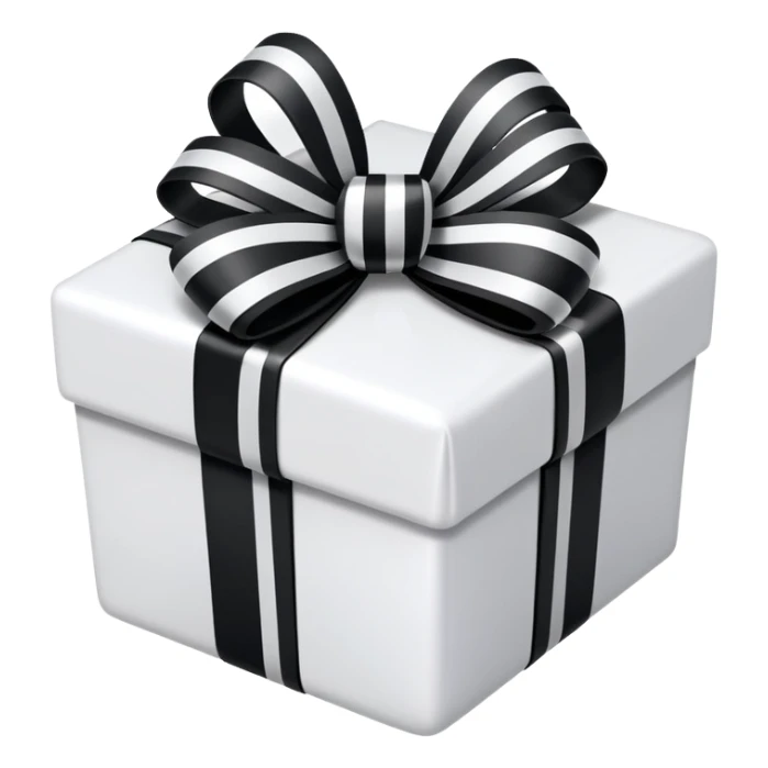 a gift with a bow on top with black lines and everything else is white sticker
