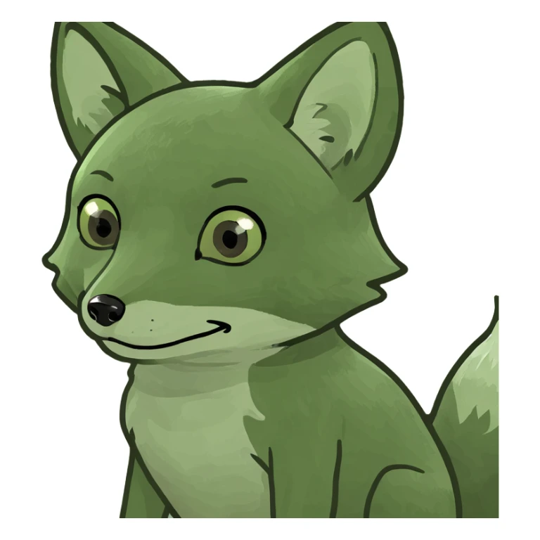 baby fox looking surprised in bufo frog meme style sticker