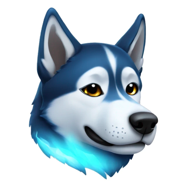 glowing blue and black husky sleeping  sticker