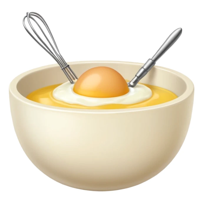 beaten egg in a bowl, There is a whisk inside the bowl. sticker