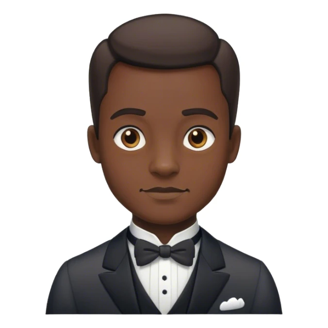 Butler, Front Pose, no body only face, showcasing something on the right sticker