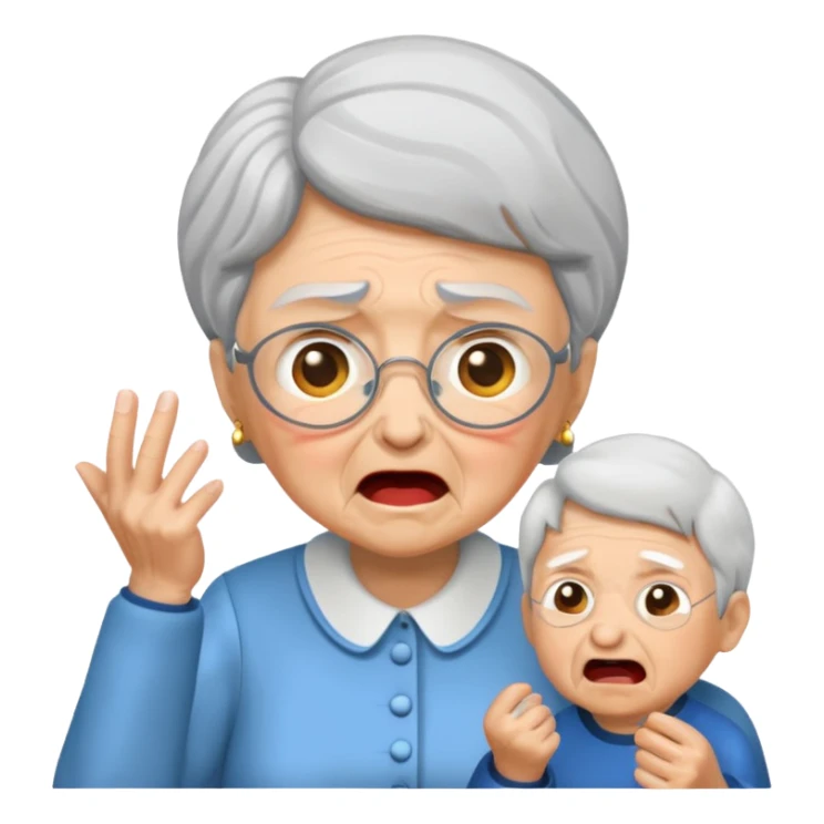 the grandma must be yelling at the boy  sticker