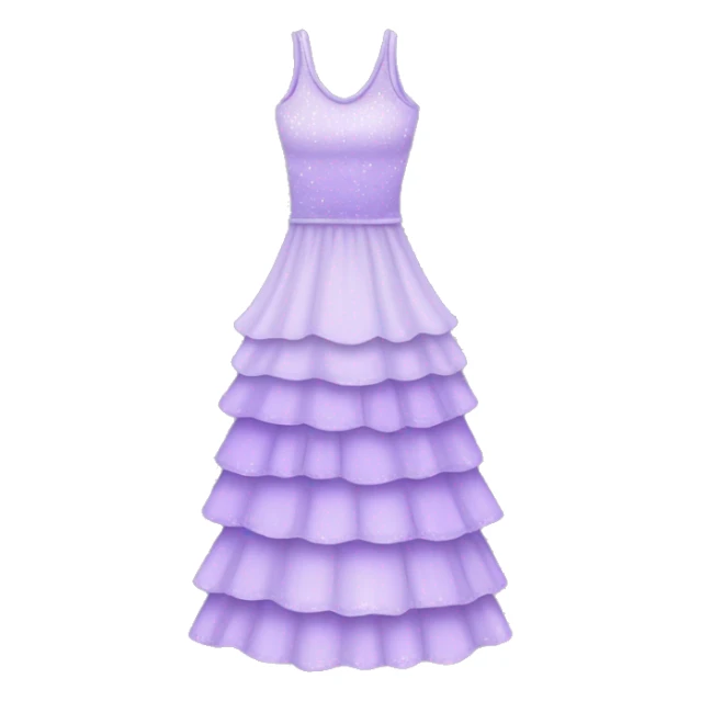 A lavender purple tiered sparkly dress. The layers should be slightly different shades of lavender and should be long  sticker
