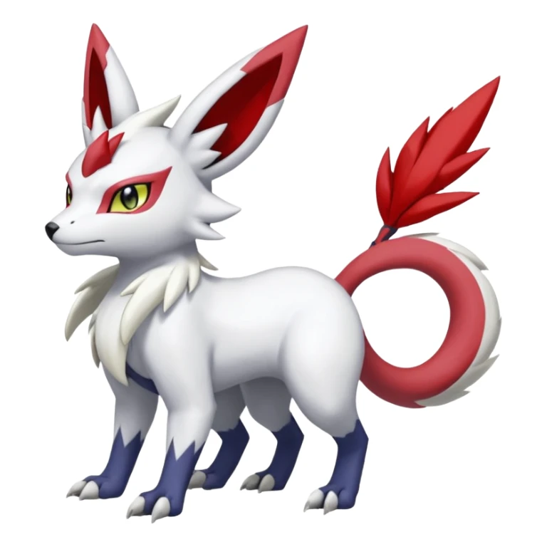 Garurumon-Zangoose-Meloetta-Renamon-Absol-fusion-hybrid-creature (full body) sticker