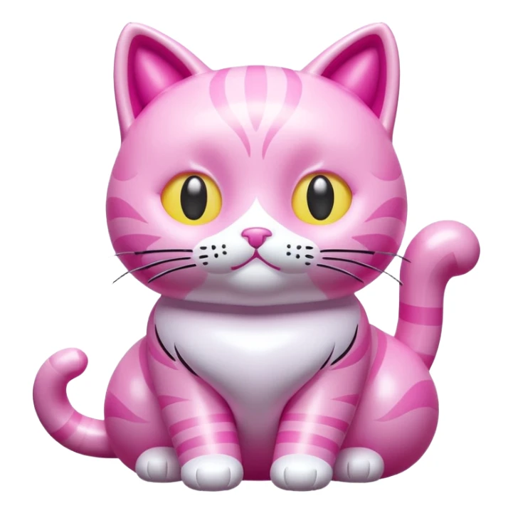 rococo kawaii style inflatable pink puffy cat sculpture  sticker