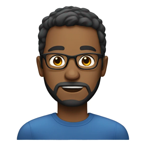 snagged man with short beard, blue eyes  and glasses sticker