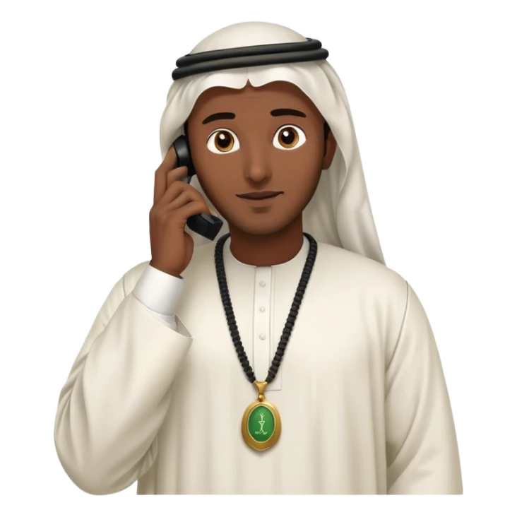 Saudi man in traditional attire talking on the phone sticker