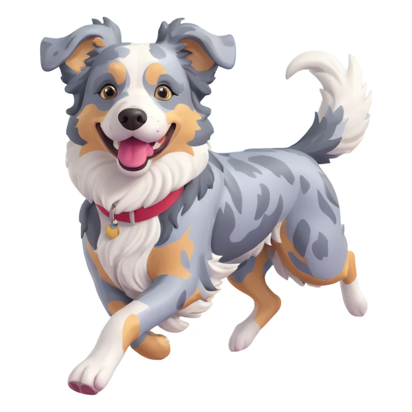 berger américain merle bleu en train de courir sur plage  sticker