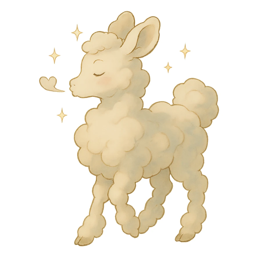 vanilla-colored cloud doe with sparkles, soft and dreamy, blowing a gentle kiss sticker
