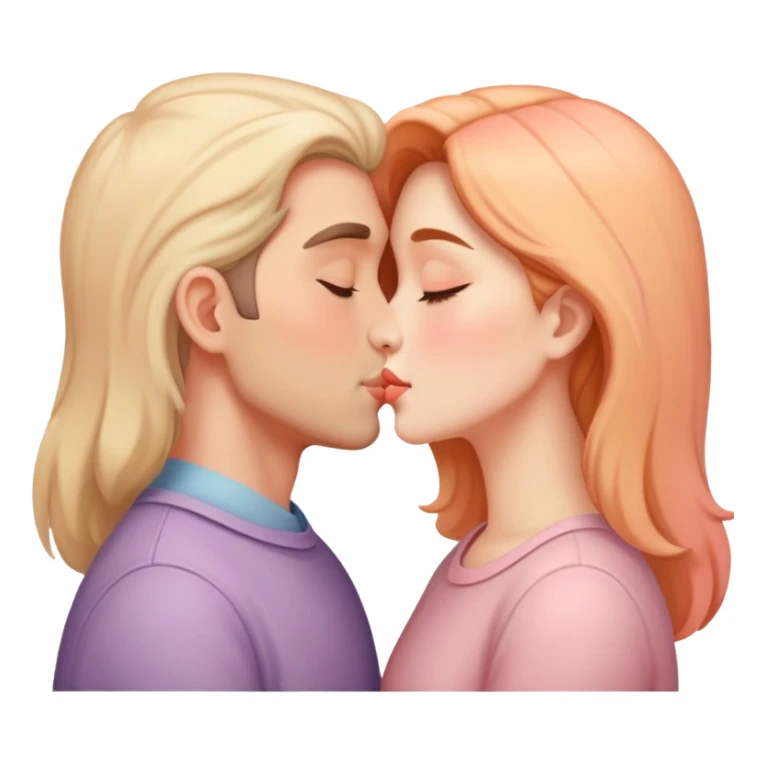 beautiful lush pastel warm-colored romantic kiss couple sticker