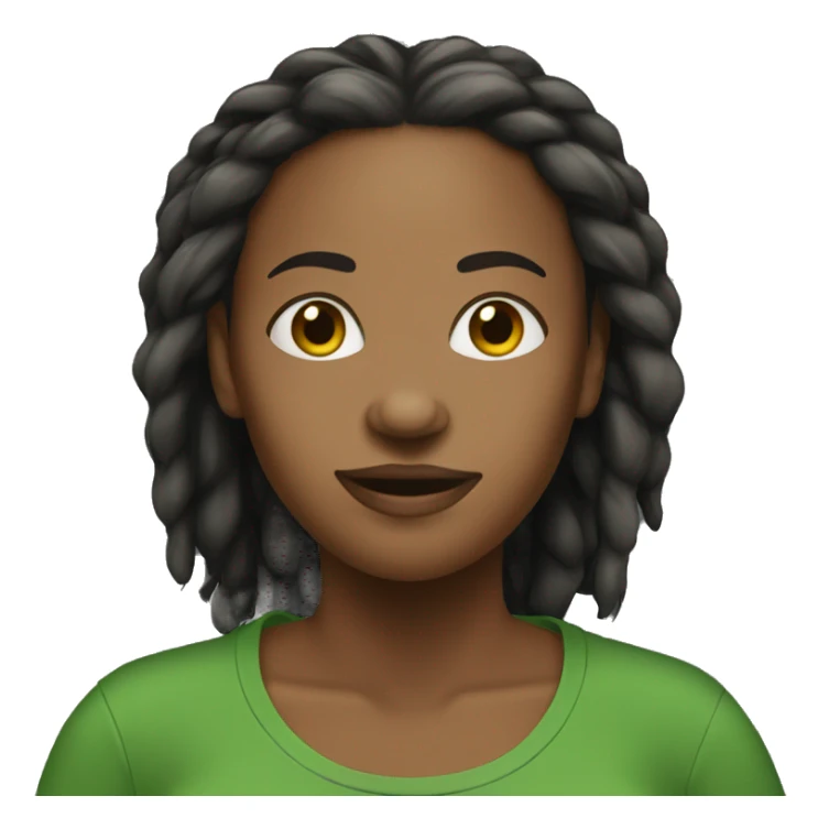 A black woman with dread locks and a green t-shirt. sticker