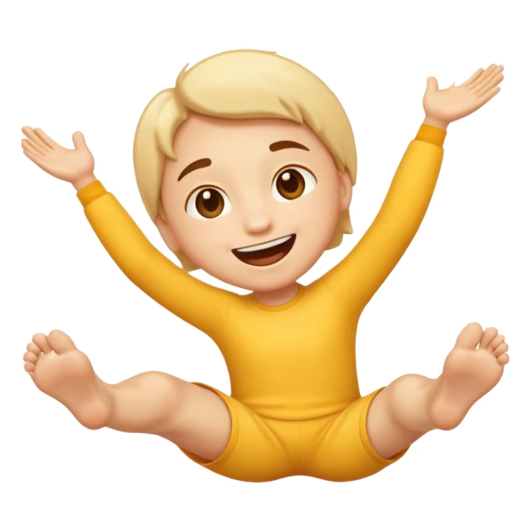 An emoji face that has his feet in the air behind him sticker