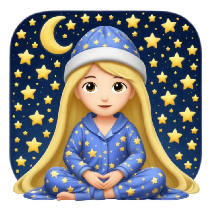 moon wearing oversized pajama hat tangled in stars sticker