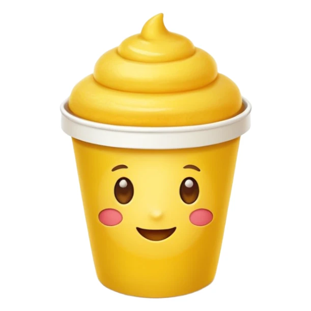 Yemas de Ávila, traditional Spanish pastry, round yellow sweets in a small paper cup, apple-style emoji sticker