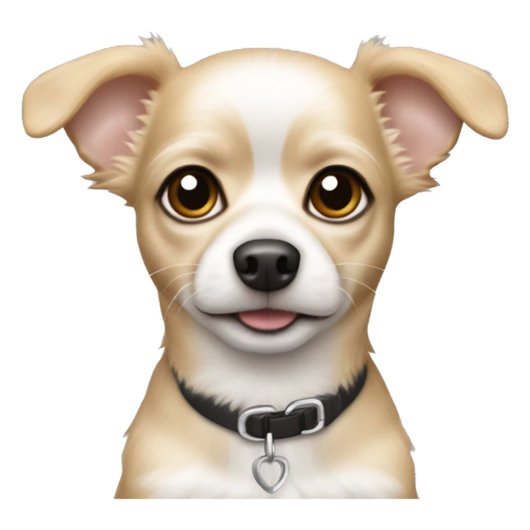 White and tan hair Chihuahua poodle mix with pointy ears sticker