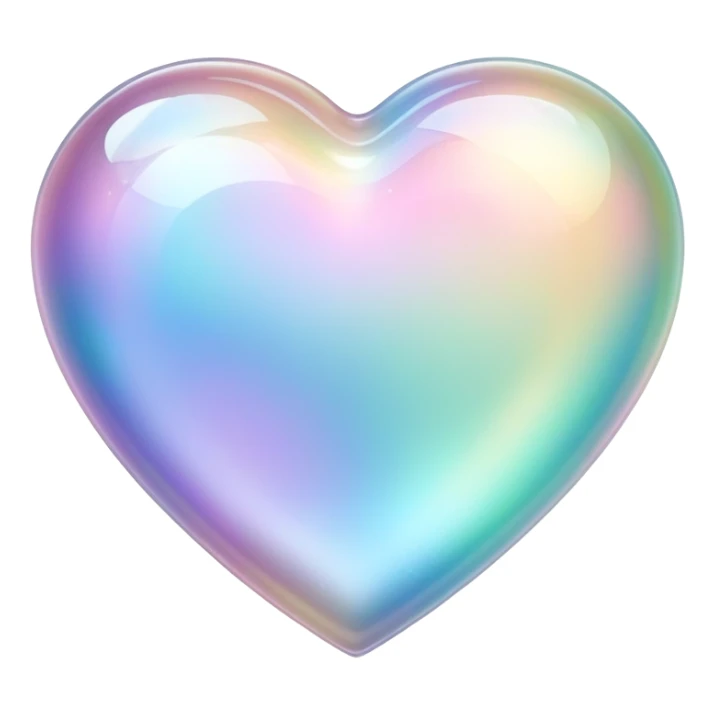 Sparkly glossy Pastel iridescent glass crystal glass heart sticker