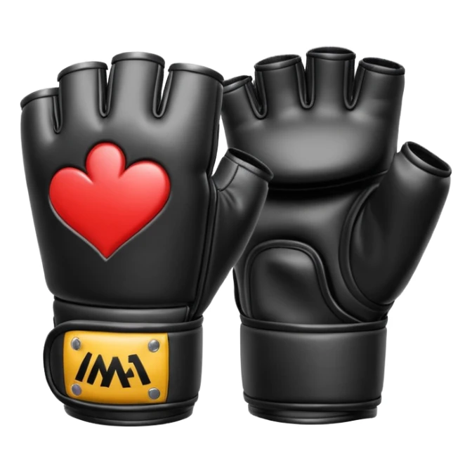 MMA glove object icon, fingerless fighting glove, glossy leather texture, 3D cartoon, mobile game icon style, centered, soft shadow sticker