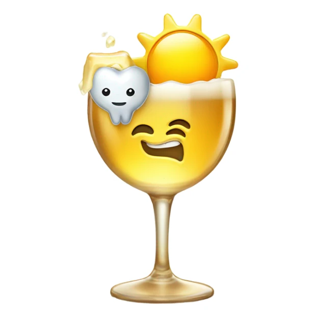 Sun, champagne glass and molar tooth sticker