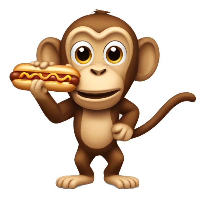Monkey eating a hotdog sticker