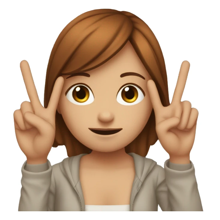 Redish-brown haired girl making the peace sign in front of her face sticker