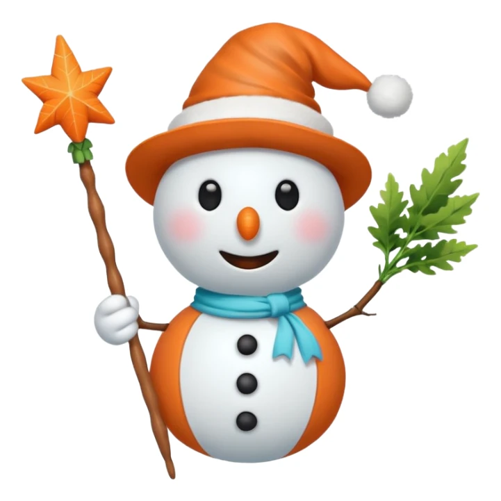 Snowman in a swimsuit and a magic wand in his hands sticker