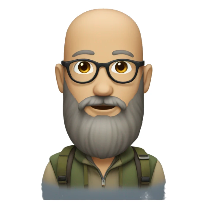 hiker with round glasses and long beard without hair sticker