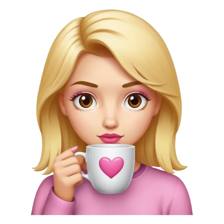 Chica rubia con un alzo rosa en el pelo y una taza de café  sticker
