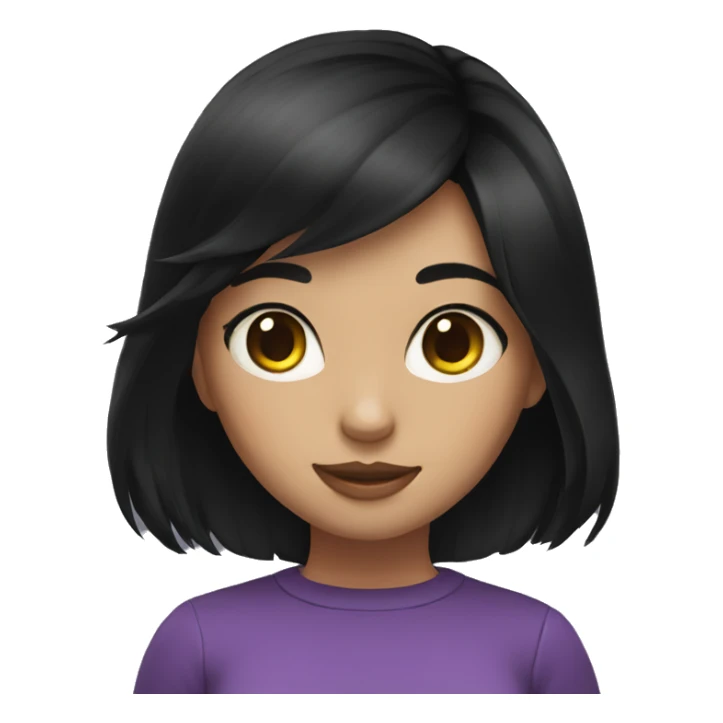 Girl black hair whit black cat  sticker