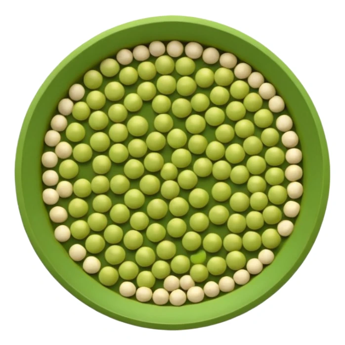 dried split peas, loose scatter, soft matte surface, muted green to yellow-green, smooth, round-edged, slightly flattened, clean natural break, no extras, apple emoji style, soft lighting, transparent background, emoji scale sticker