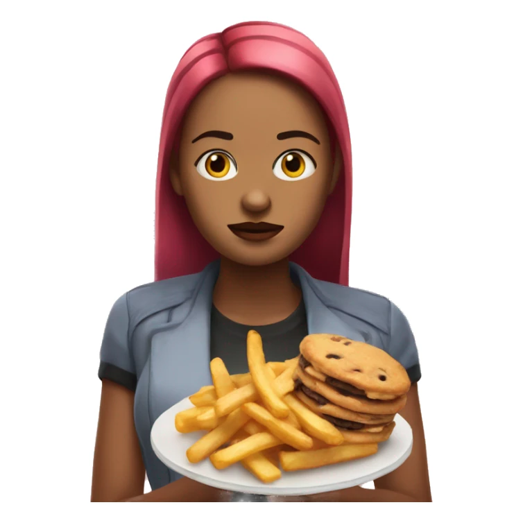 mean girl with a cookie and fries sticker