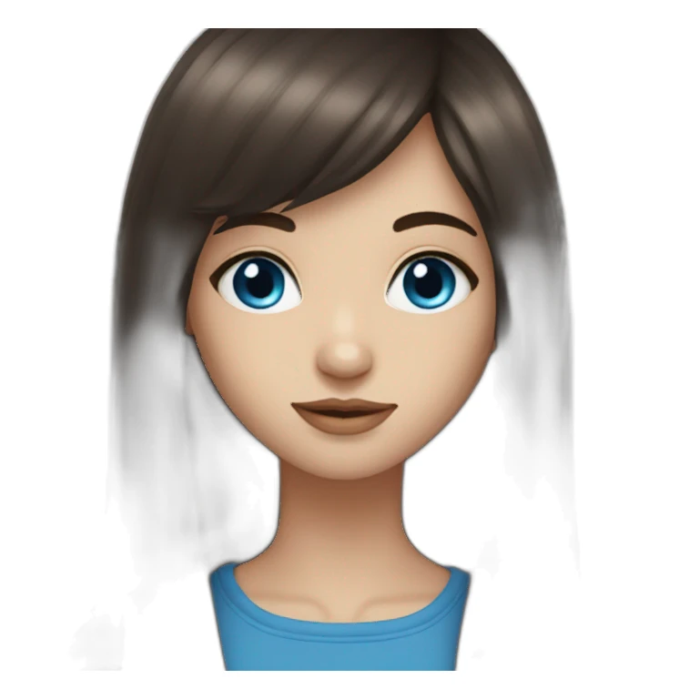 Dark brown long hair fringe girl with blue eyes sticker