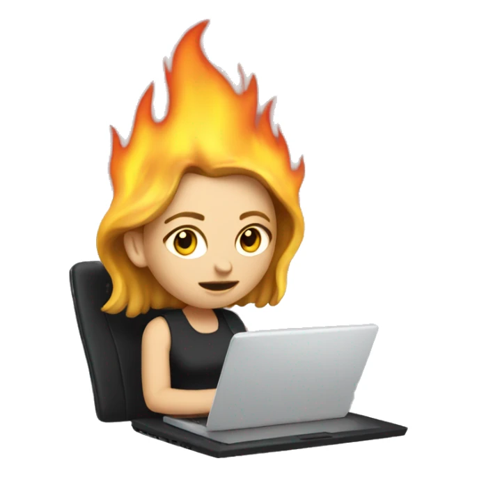 White girl is on fire working at a laptop sticker