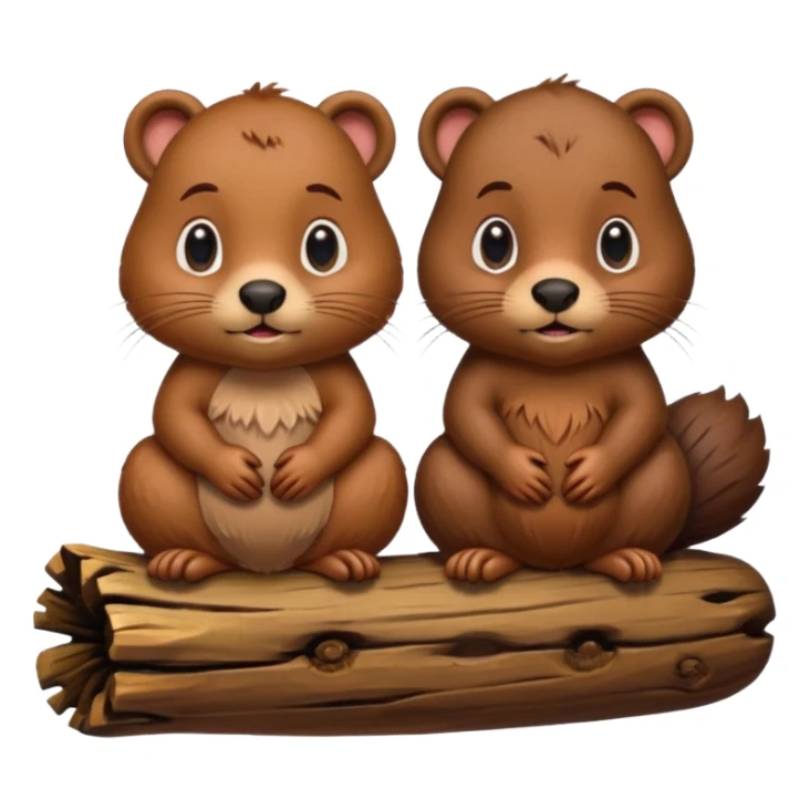 a girl beaver and a boy beaver on a log sticker