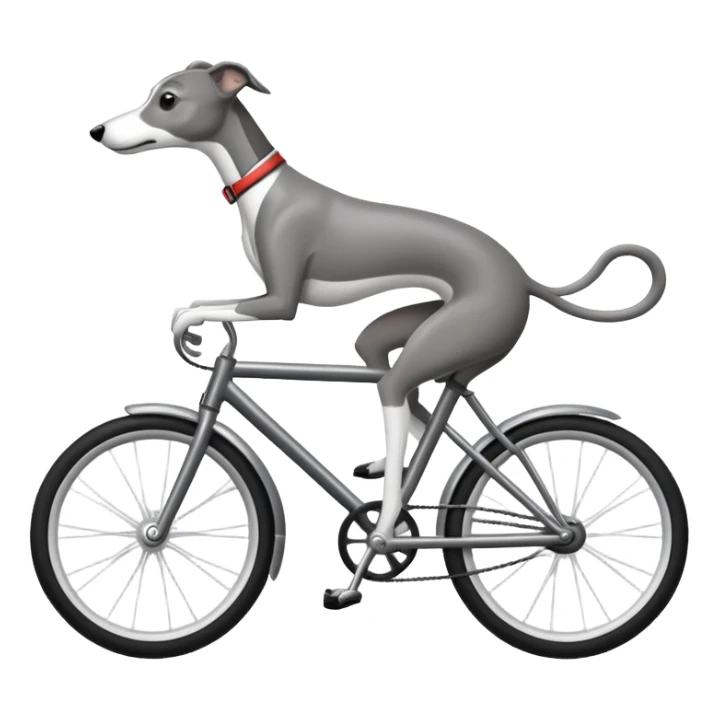 black and white whippet riding a bike sticker