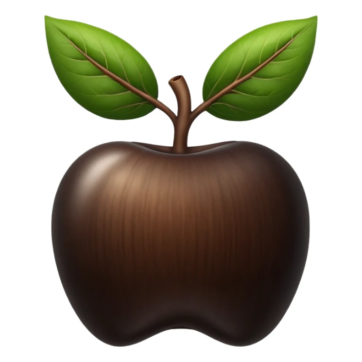 A black ginseng root (heuksam), in Apple iPhone emoji style. Dark brown-black glossy color, subtle texture on the root, elegant curves, vibrant but natural tones, smooth gradients, clean simple shapes, no outlines, slight 3D depth.
 sticker
