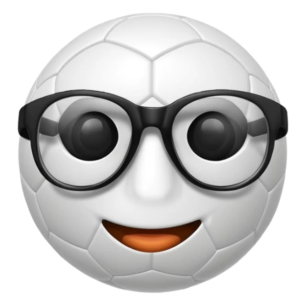 soccer ball wearing joke glasses and nose sticker