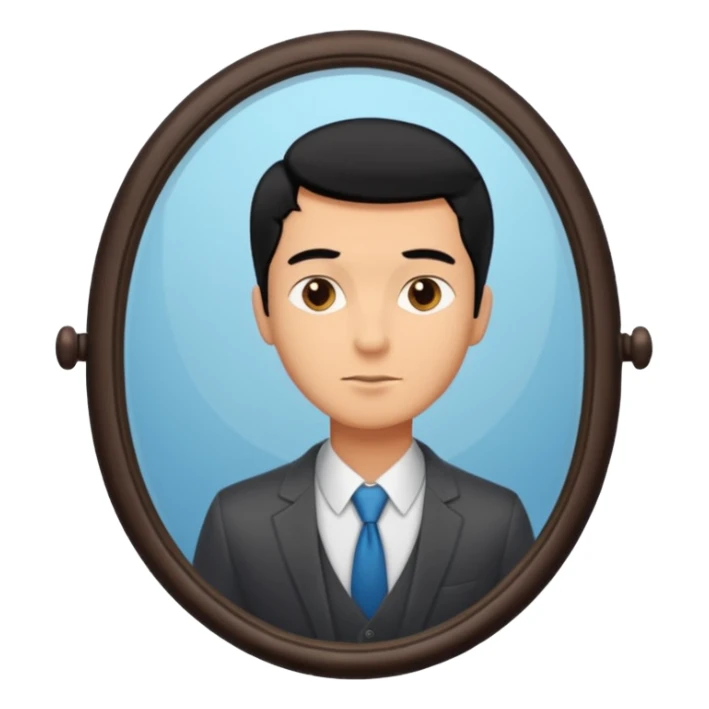 Narcissist fully dressed man looking in a mirror and admiring his reflection  sticker