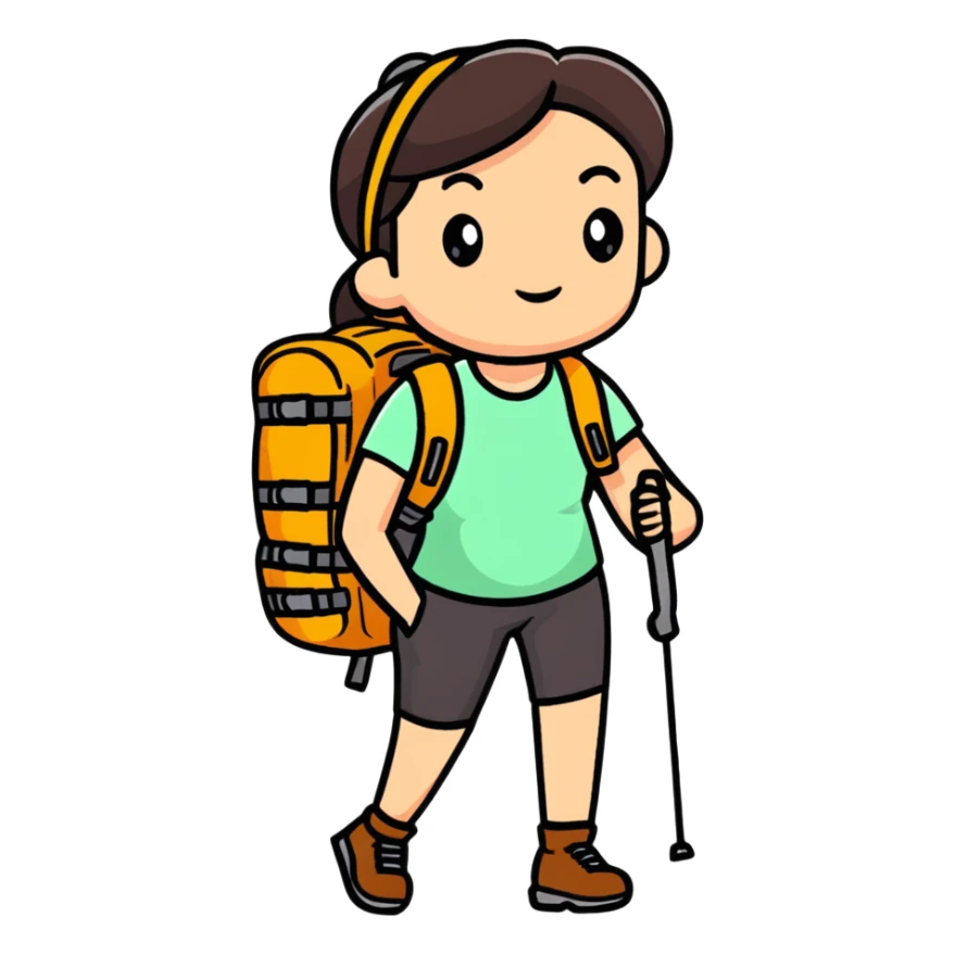 woman with hiking backpack sticker