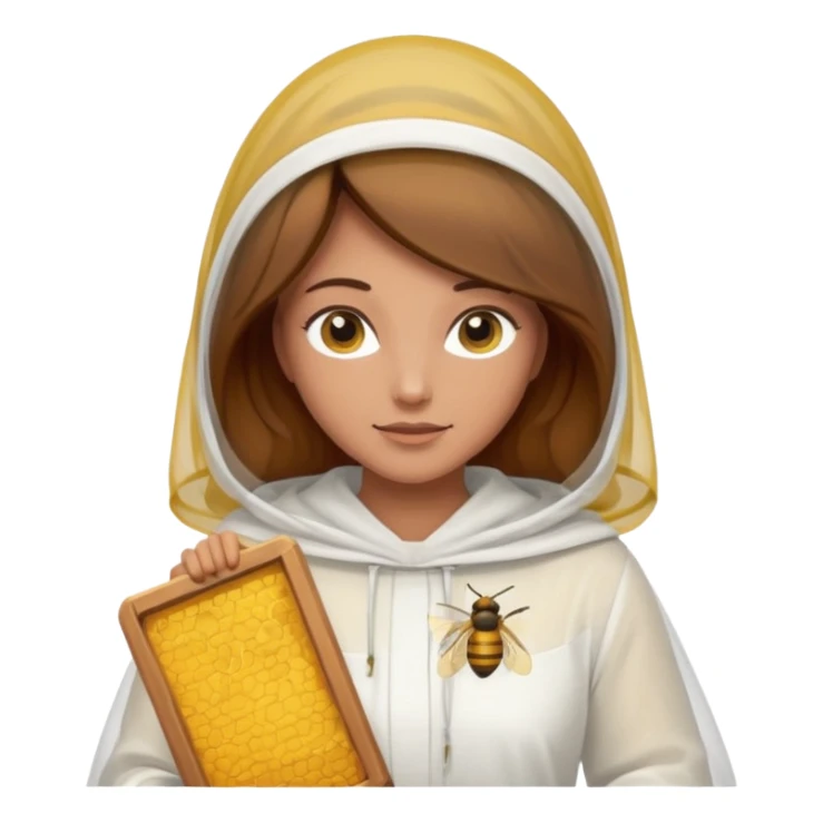 female bee keepers with brown hair, white outfit sticker