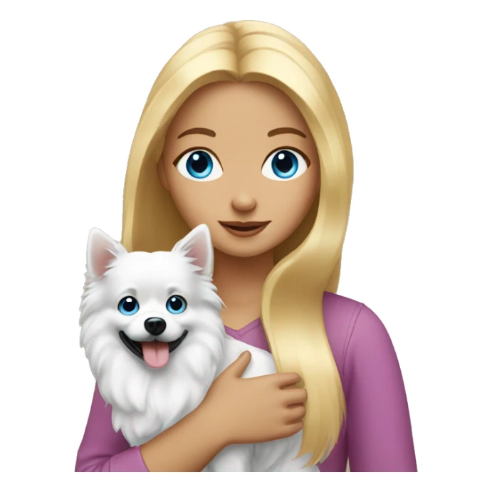 Blonde girl blue eyes holding spitz  sticker