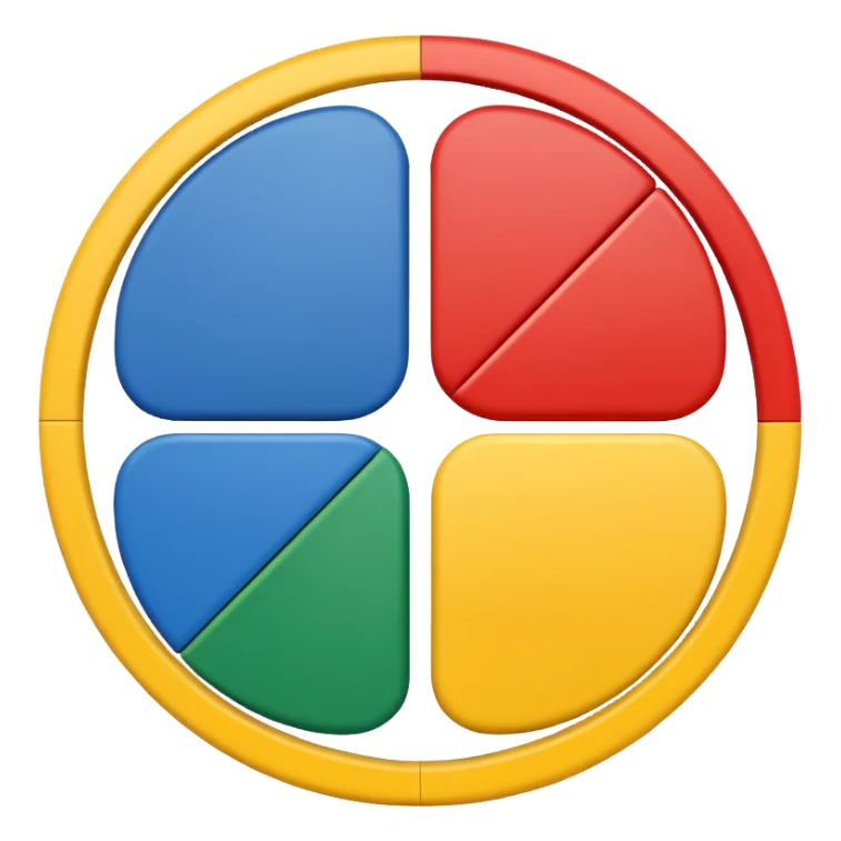 a circle with yellow blue red and green in it such as a uno play card , a circle divided in four sticker